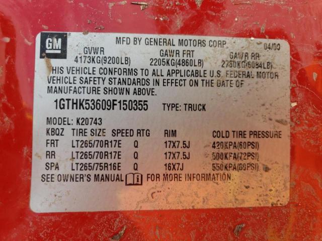 Photo 10 from auction – 2009 GMC SIERRA K25 with VIN 1GTHK53609F150355