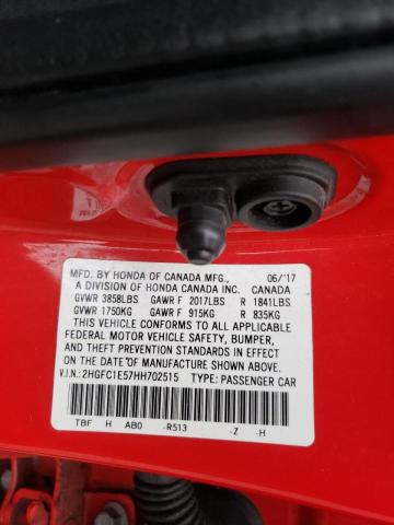 Photo 10 from auction – 2017 HONDA CIVIC SI with VIN 2HGFC1E57HH702515