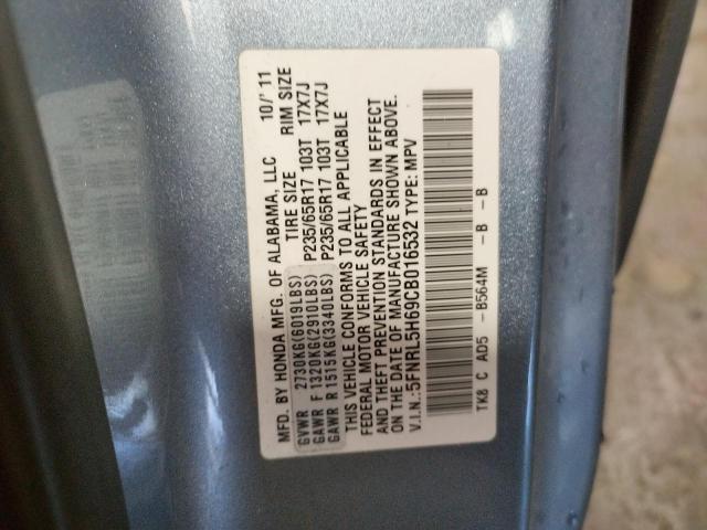 Photo 10 from auction – 2012 HONDA ODYSSEY EX with VIN 5FNRL5H69CB016532
