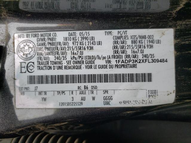 Photo 10 from auction – 2015 FORD FOCUS SE with VIN 1FADP3K2XFL309484