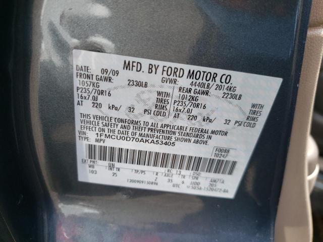 Photo 10 from auction – 2010 FORD ESCAPE XLT with VIN 1FMCU0D70AKA53405