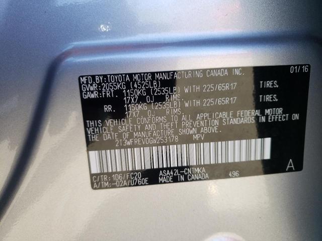 Photo 10 from auction – 2016 TOYOTA RAV4 XLE with VIN 2T3WFREV0GW253178