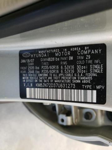 Photo 10 from auction – 2007 HYUNDAI TUCSON SE with VIN KM8JN72D37U631273