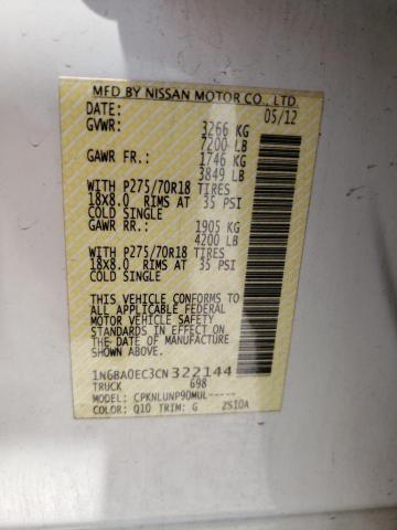 Photo 10 from auction – 2012 NISSAN TITAN S with VIN 1N6BA0EC3CN322144