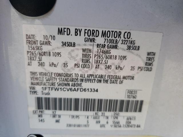 Photo 10 from auction – 2010 FORD F150 SUPER with VIN 1FTFW1CV6AFD61334
