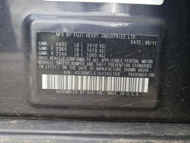 Photo 10 from auction – 2011 SUBARU LEGACY 2.5 with VIN 4S3BMCL61B3265168