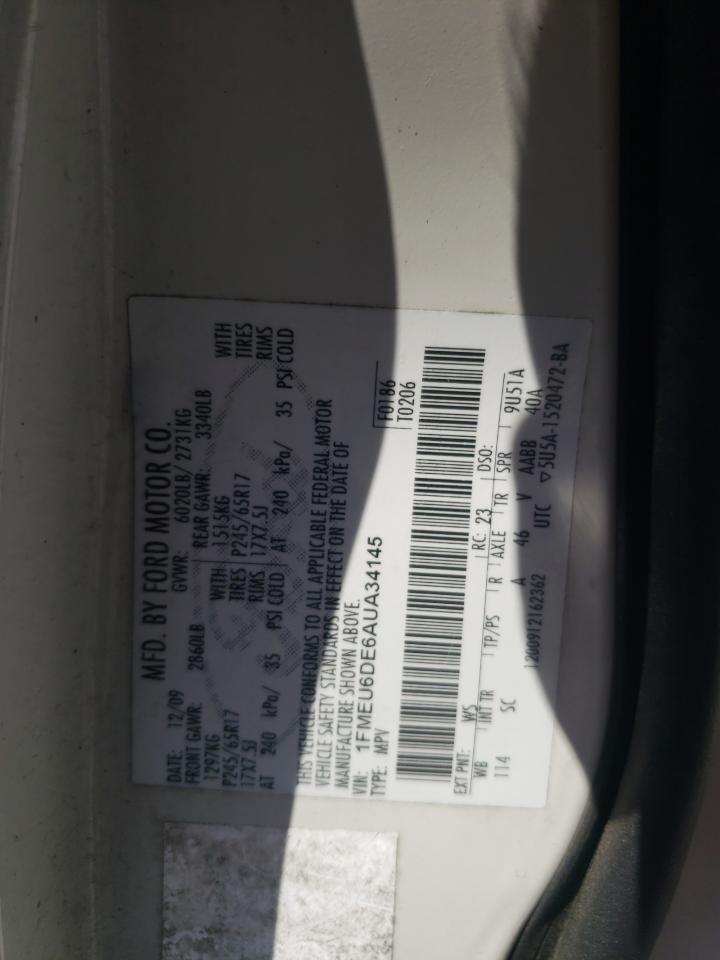 Photo 10 from auction – 2010 FORD EXPLORER X with VIN 1FMEU6DE6AUA34145