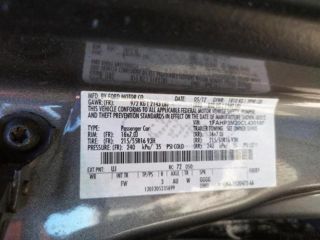 Photo 10 from auction – 2012 FORD FOCUS SEL with VIN 1FAHP3M20CL430180