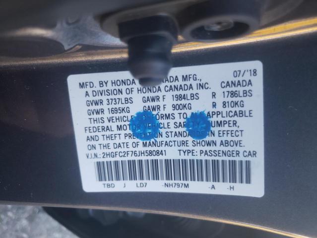 Photo 10 from auction – 2018 HONDA CIVIC EX with VIN 2HGFC2F76JH580841
