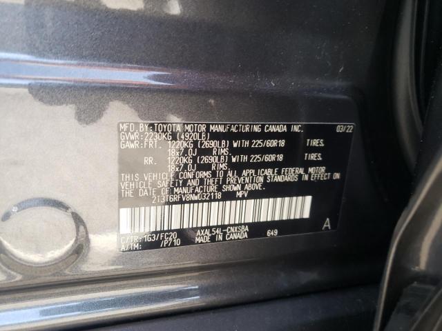 Photo 10 from auction – 2022 TOYOTA RAV4 SE with VIN 2T3T6RFV8NW032118