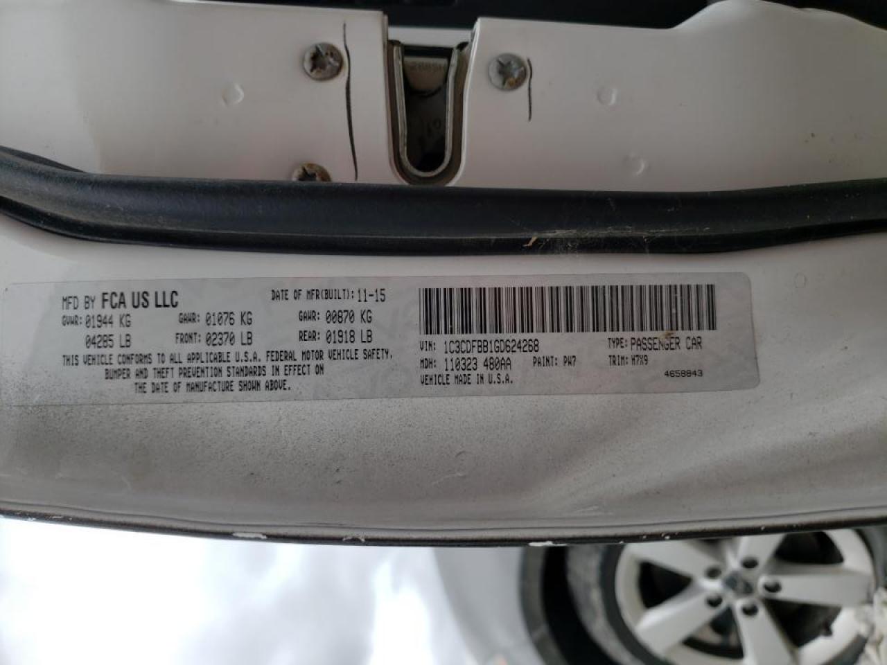 Photo 19 from auction – 2016 DODGE DART with VIN 1C3CDFBB1GD624268