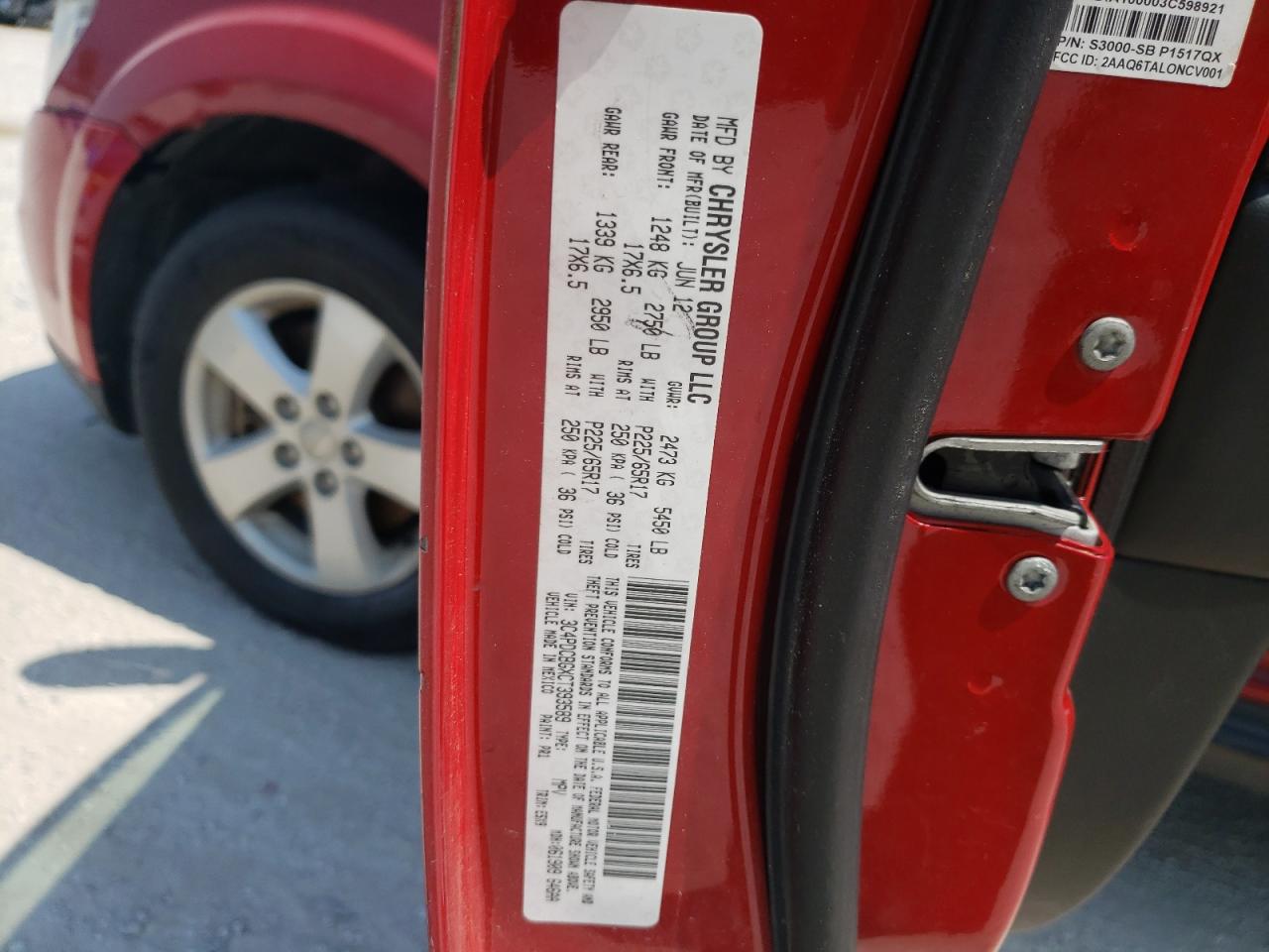 Photo 10 from auction – 2012 DODGE JOURNEY SX with VIN 3C4PDCBGXCT393589