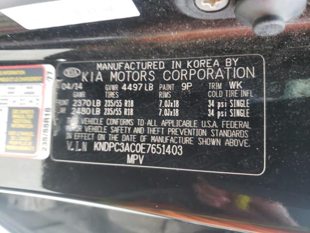 Photo 10 from auction – 2014 KIA SPORTAGE E with VIN KNDPC3AC0E7651403