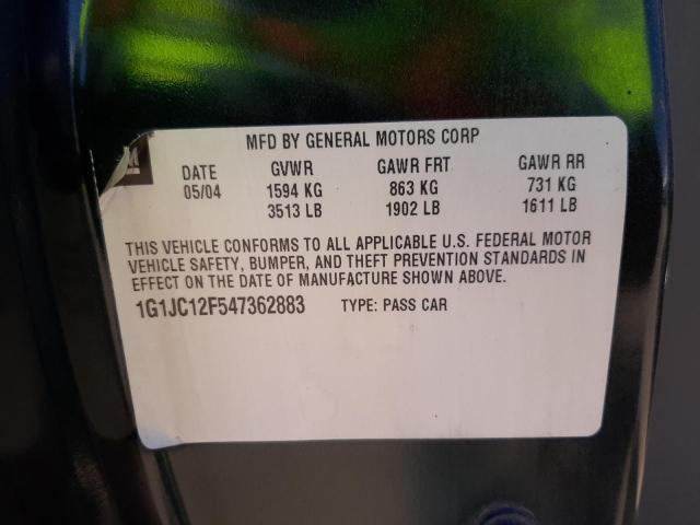 Photo 10 from auction – 2004 CHEVROLET CAVALIER with VIN 1G1JC12F547362883
