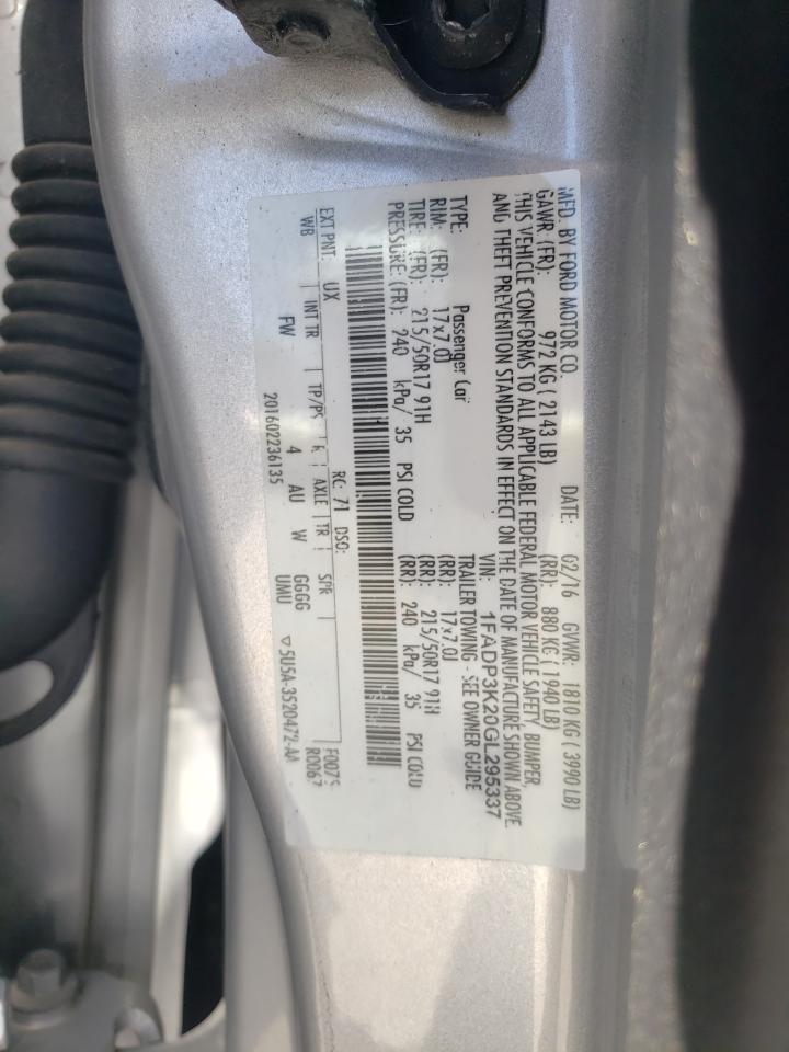 Photo 10 from auction – 2016 FORD FOCUS SE with VIN 1FADP3K20GL295337