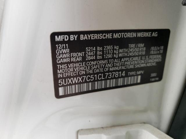 Photo 10 from auction – 2012 BMW X3 XDRIVE3 with VIN 5UXWX7C51CL737814
