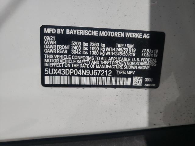 Photo 10 from auction – 2022 BMW X3 SDRIVE3 with VIN 5UX43DP04N9J67212