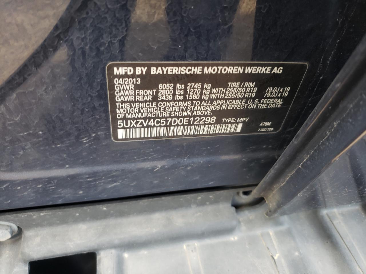 Photo 10 from auction – 2013 BMW X5 XDRIVE3 with VIN 5UXZV4C57D0E12298