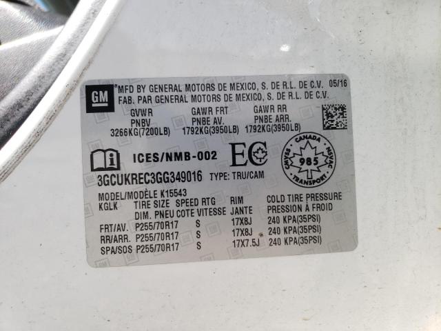 Photo 10 from auction – 2016 CHEVROLET SILVERADO with VIN 3GCUKREC3GG349016