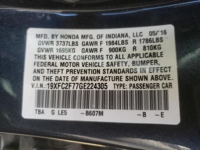 Photo 10 from auction – 2016 HONDA CIVIC EX with VIN 19XFC2F77GE224305