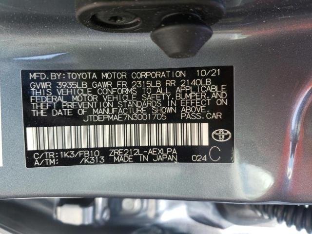 Photo 10 from auction – 2022 TOYOTA COROLLA LE with VIN JTDEPMAE7N3001705