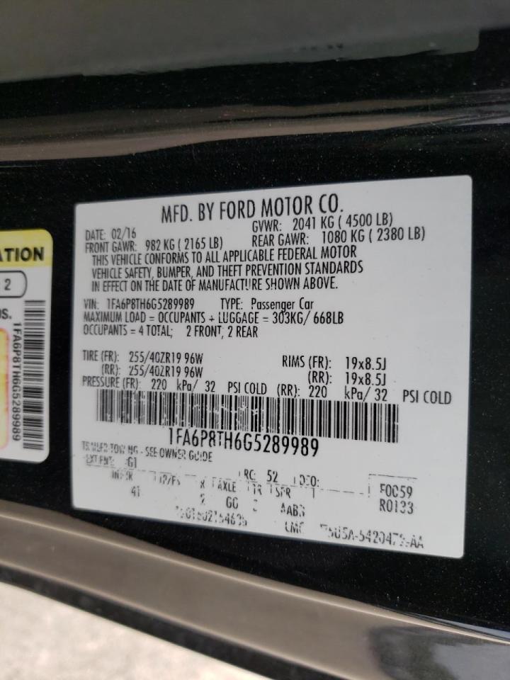 Photo 10 from auction – 2016 FORD MUSTANG with VIN 1FA6P8TH6G5289989