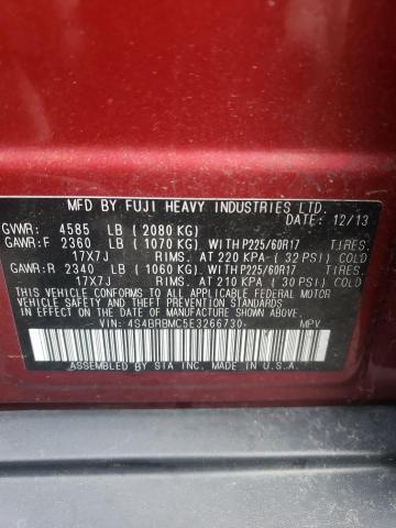 Photo 10 from auction – 2014 SUBARU OUTBACK 2. with VIN 4S4BRBMC5E3266730