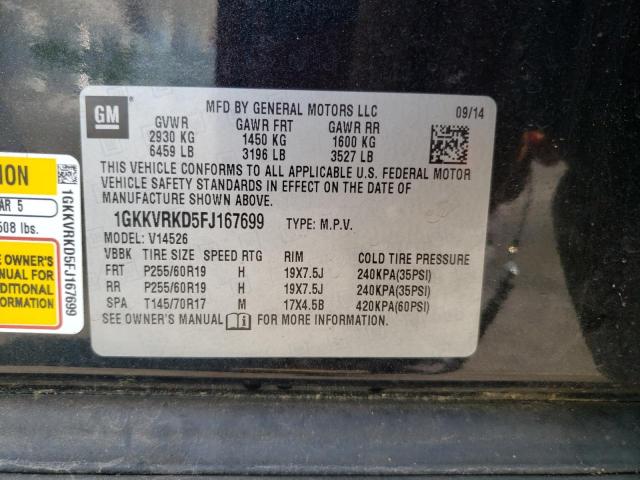 Photo 10 from auction – 2015 GMC ACADIA SLT with VIN 1GKKVRKD5FJ167699
