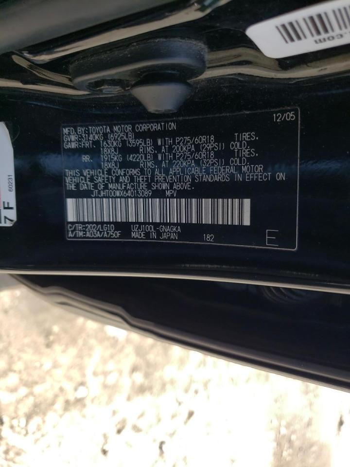 Photo 10 from auction – 2006 LEXUS LX 470 with VIN JTJHT00WX64013089