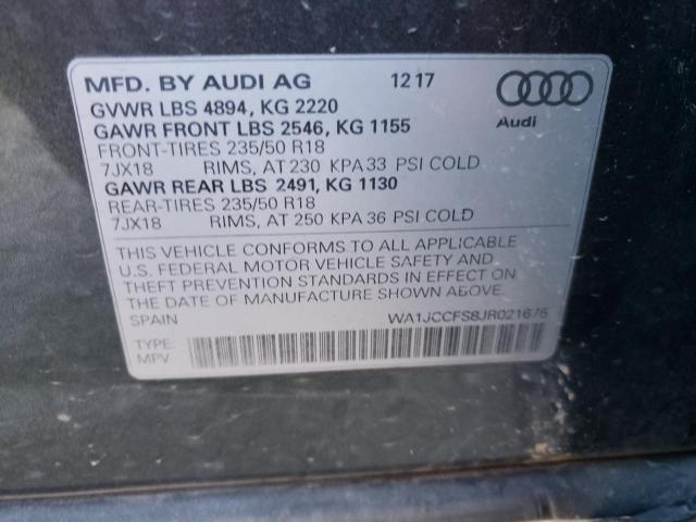 Photo 10 from auction – 2018 AUDI Q3 PREMIUM with VIN WA1JCCFS8JR021675