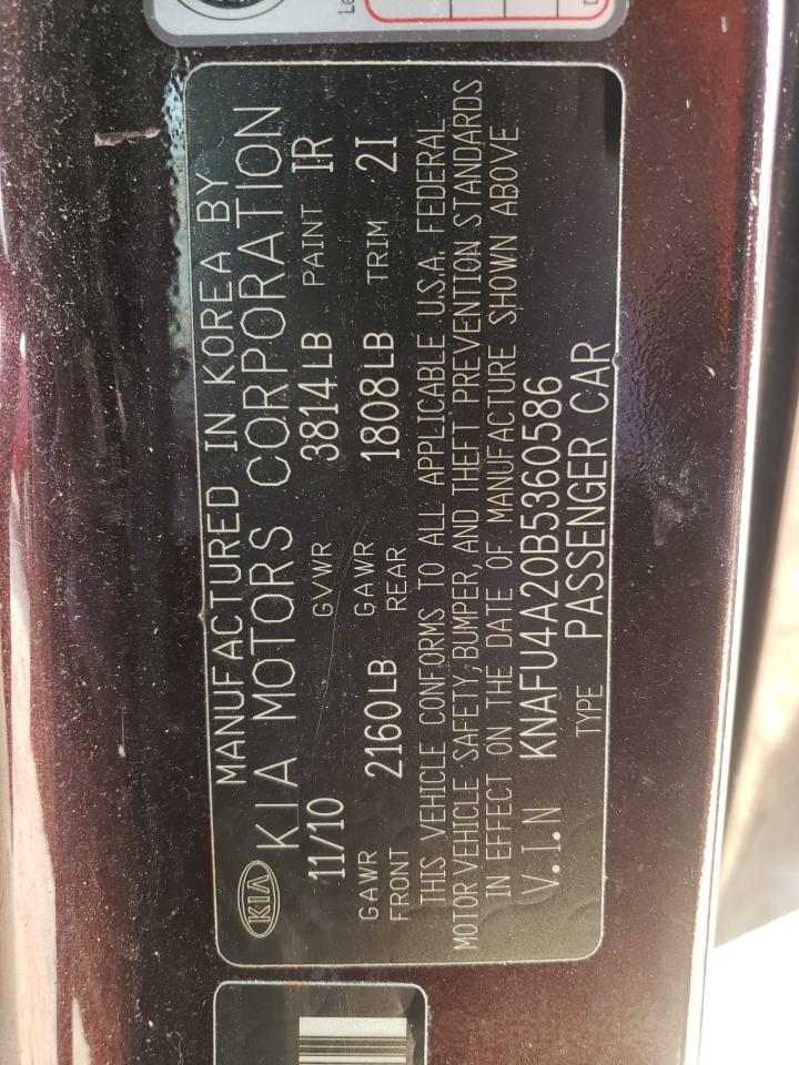 Photo 10 from auction – 2011 KIA FORTE EX with VIN KNAFU4A20B5360586