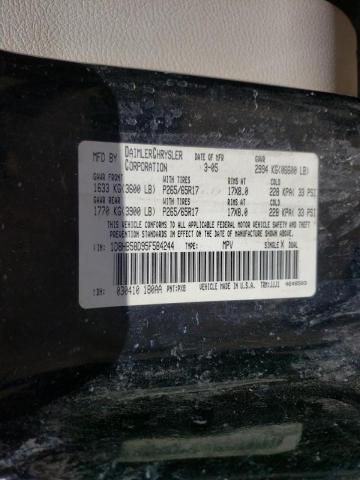 Photo 10 from auction – 2005 DODGE DURANGO LI with VIN 1D8HB58D95F584244