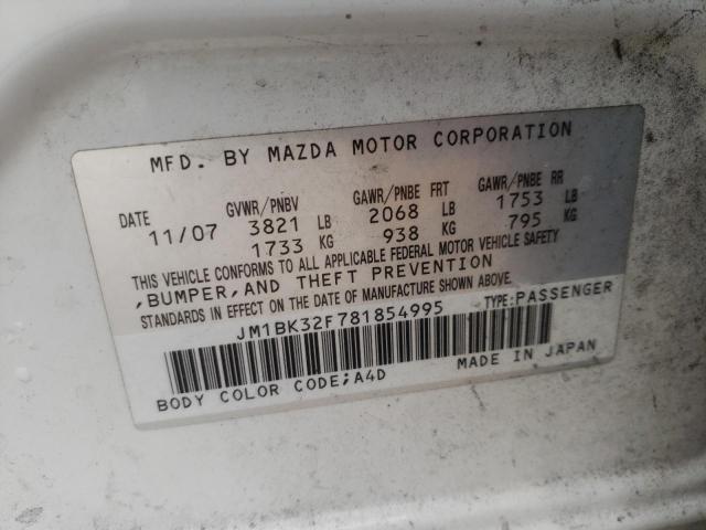 Photo 10 from auction – 2008 MAZDA 3 I with VIN JM1BK32F781854995