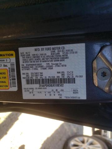Photo 10 from auction – 2018 FORD FUSION SE with VIN 3FA6P0HD8JR108502