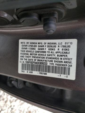 Photo 10 from auction – 2013 HONDA CIVIC EXL with VIN 19XFB2F94DE009223