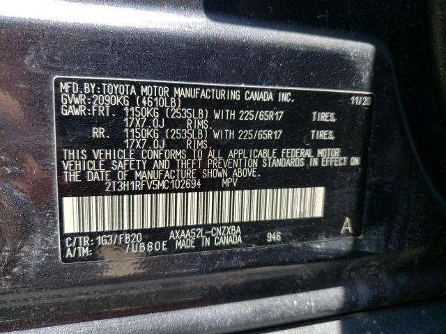 Photo 10 from auction – 2021 TOYOTA RAV4 LE with VIN 2T3H1RFV5MC102694