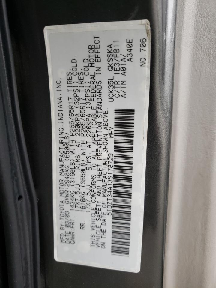 Zdjęcie 10 z aukcji – 2003 TOYOTA SEQUOIA SR z VIN 5TDZT34A13S178729