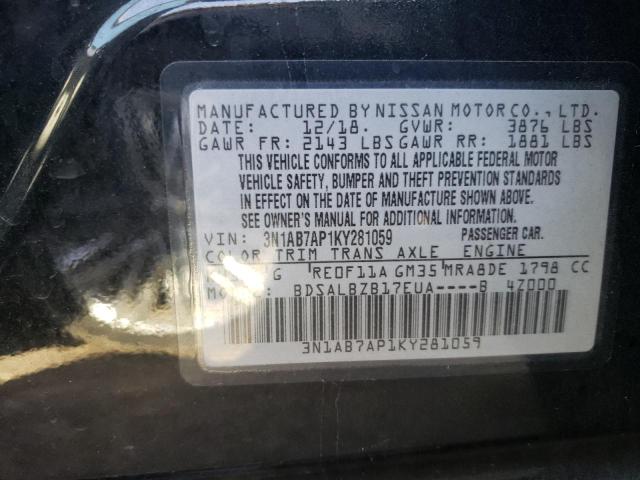 Photo 10 from auction – 2019 NISSAN SENTRA S with VIN 3N1AB7AP1KY281059