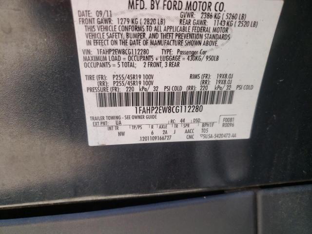 Photo 10 from auction – 2012 FORD TAURUS SEL with VIN 1FAHP2EW8CG112280