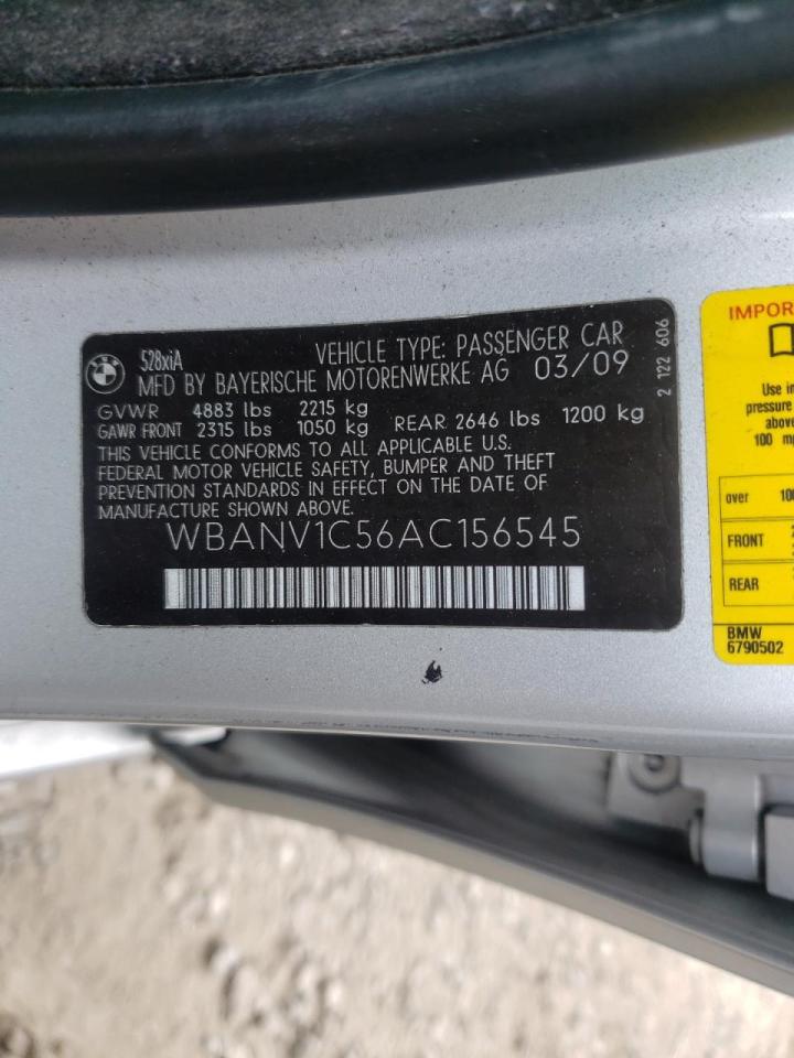 Photo 10 from auction – 2010 BMW 528 XI with VIN WBANV1C56AC156545