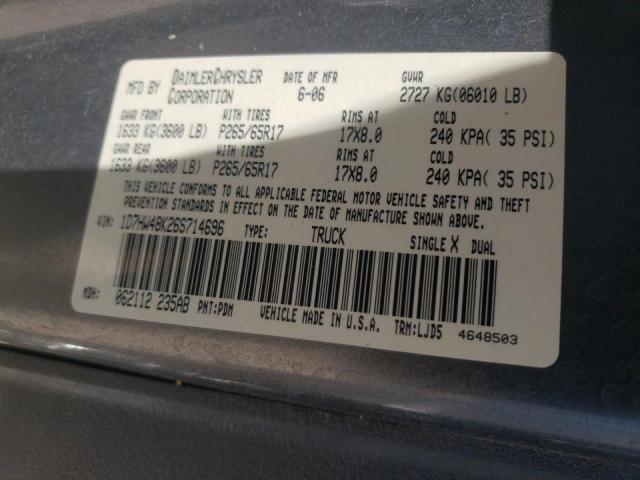 Photo 10 from auction – 2006 DODGE DAKOTA QUA with VIN 1D7HW48K26S714696