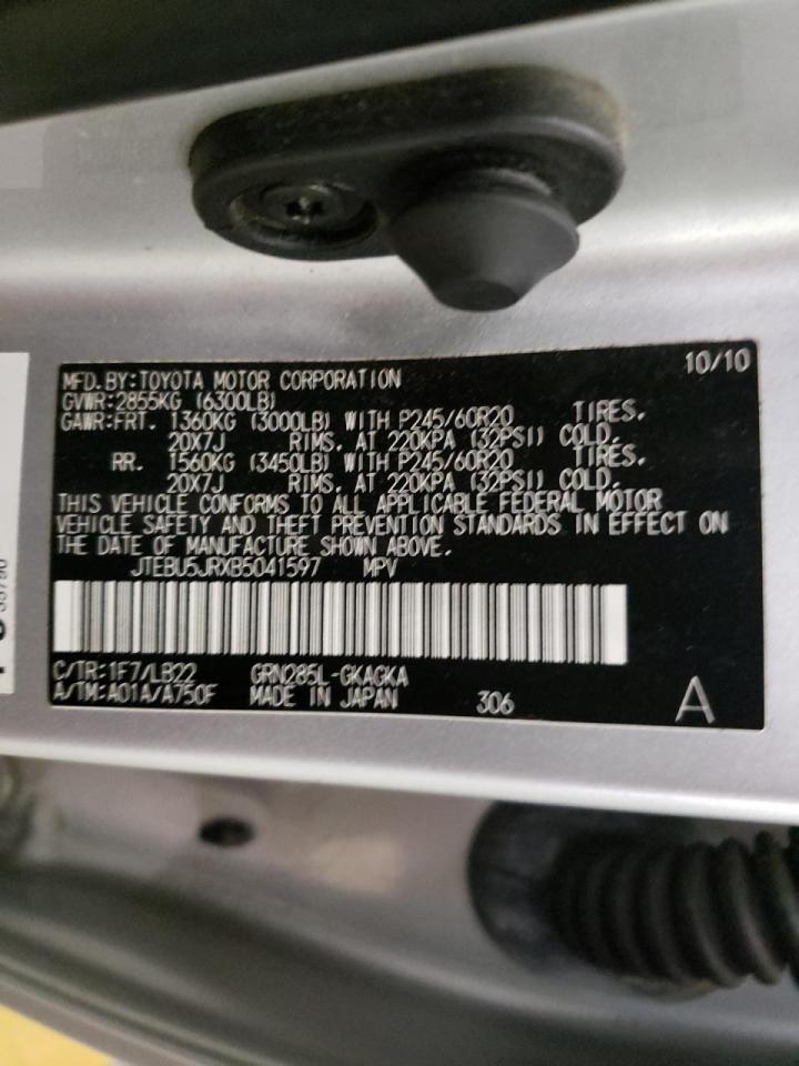 Photo 10 from auction – 2011 TOYOTA 4RUNNER SR with VIN JTEBU5JRXB5041597
