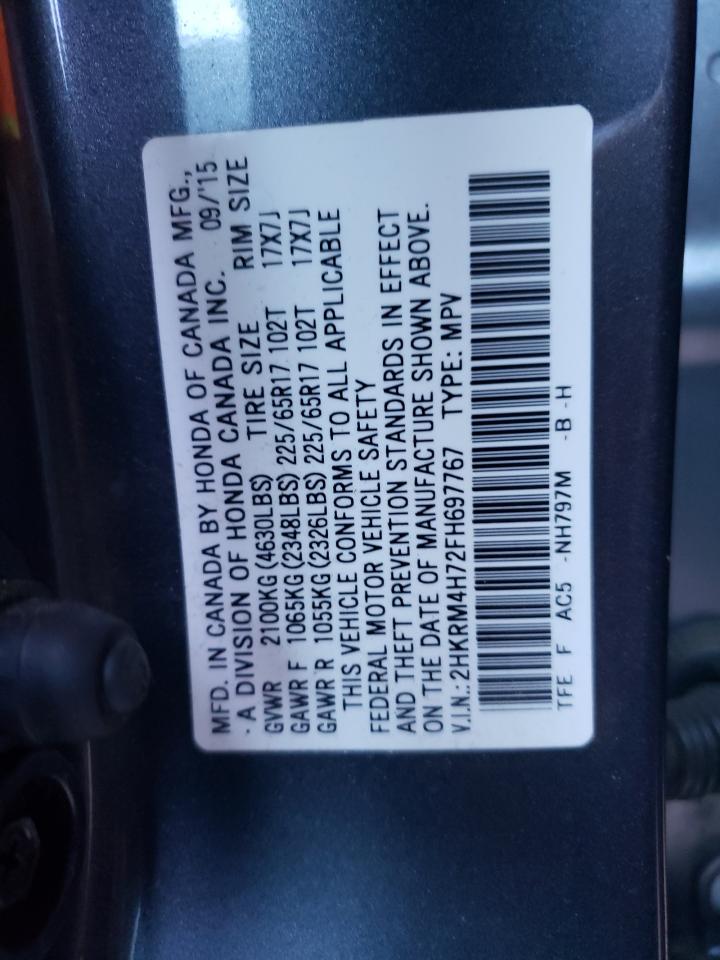 Photo 10 from auction – 2015 HONDA CR-V EXL with VIN 2HKRM4H72FH697767