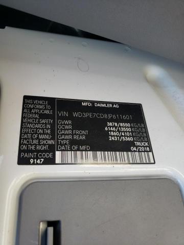Photo 10 from auction – 2018 MERCEDES-BENZ SPRINTER 2 with VIN WD3PE7CD8JP611601