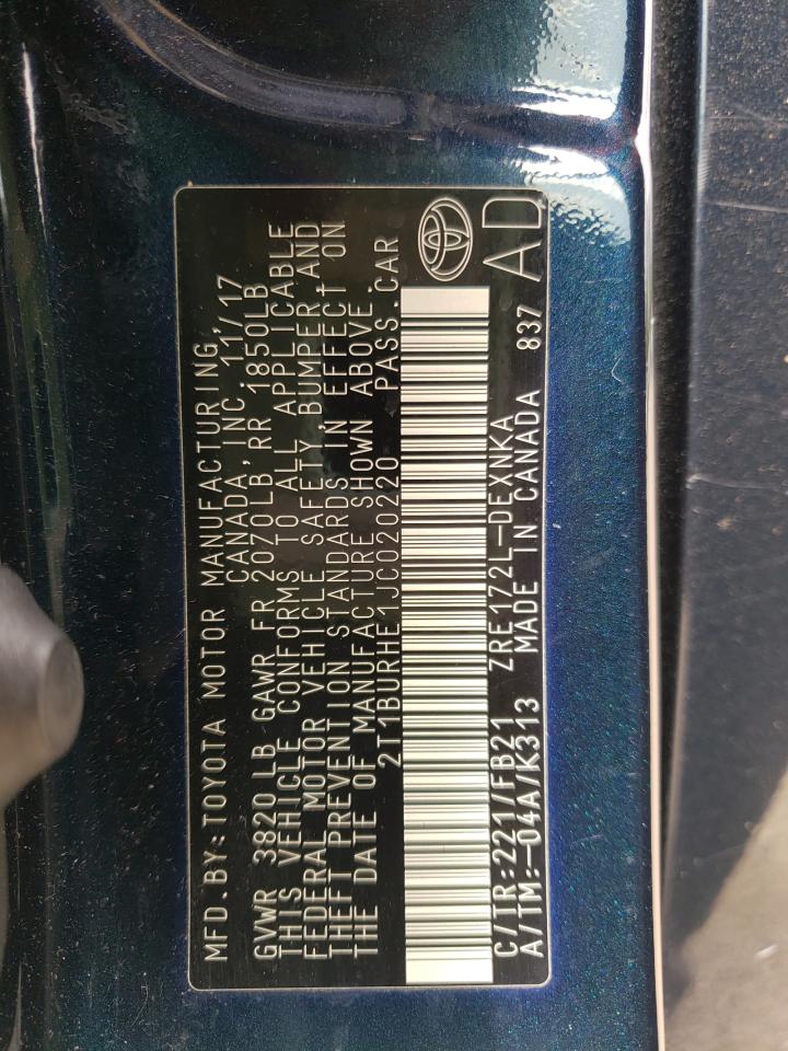 Photo 10 from auction – 2018 TOYOTA COROLLA L with VIN 2T1BURHE1JC020220