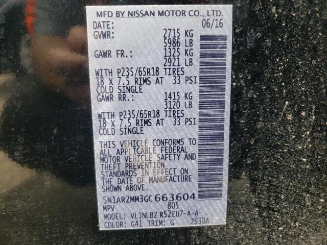 Photo 10 from auction – 2016 NISSAN PATHFINDER with VIN 5N1AR2MM3GC663604