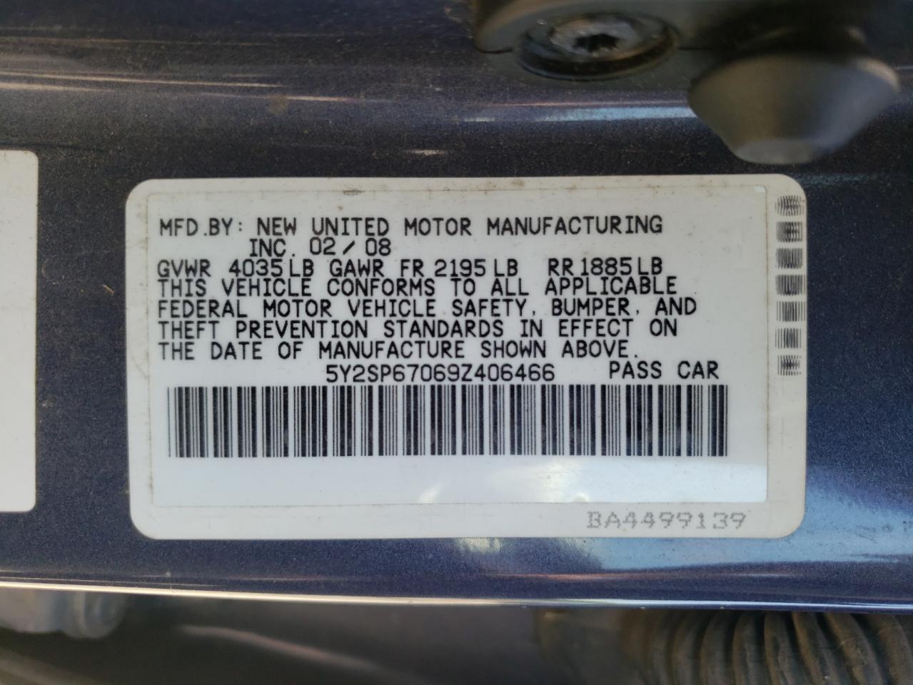 Photo 10 from auction – 2009 PONTIAC VIBE with VIN 5Y2SP67069Z406466