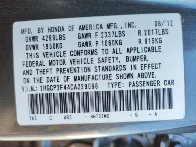 Photo 10 from auction – 2012 HONDA ACCORD LXP with VIN 1HGCP2F44CA229098