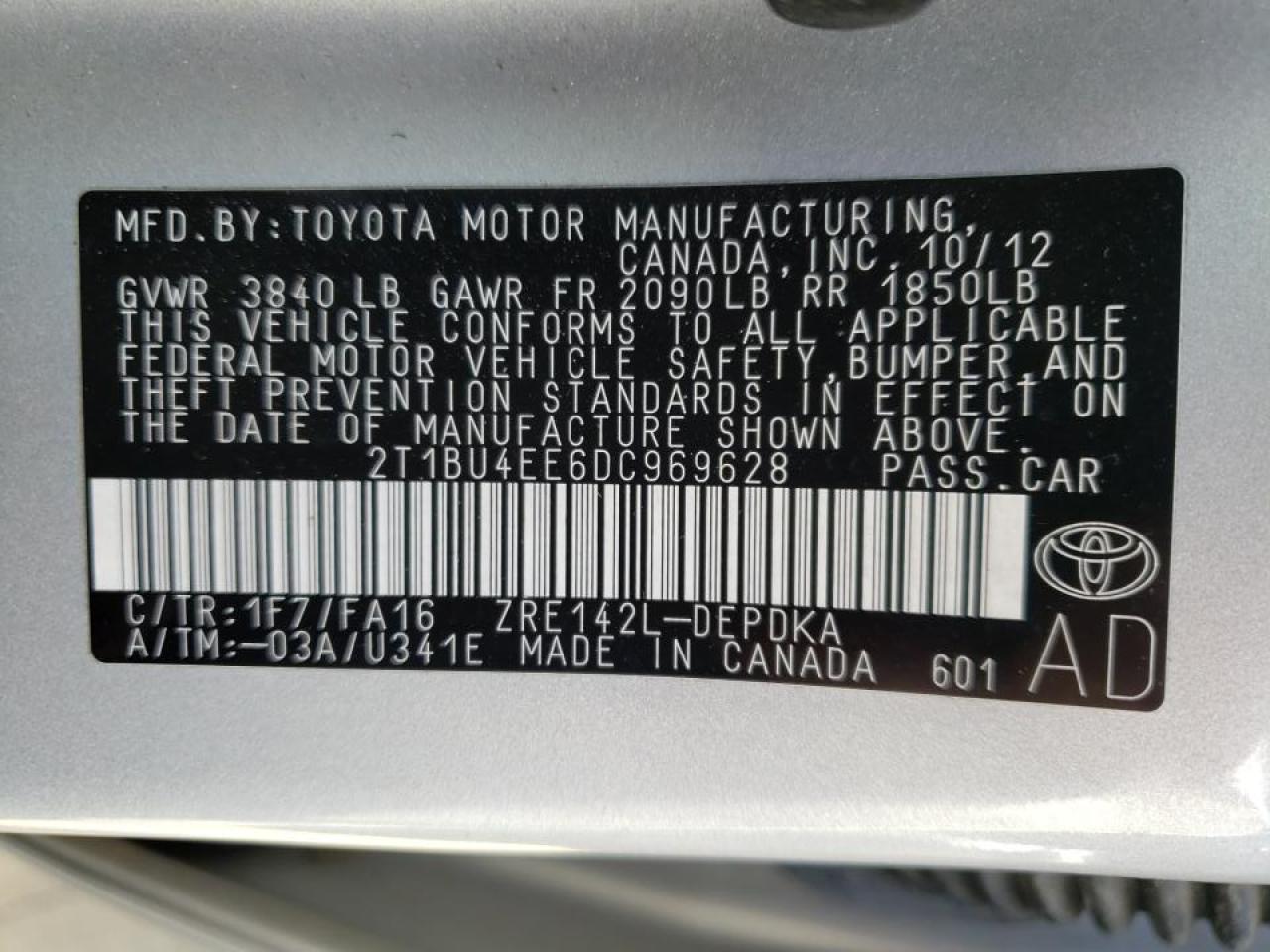 صورة رقم 10 من المزاد - 2013 TOYOTA COROLLA BA مع VIN 2T1BU4EE6DC969628