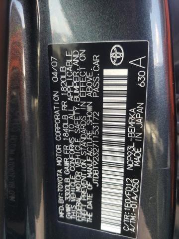 Photo 10 from auction – 2007 TOYOTA YARIS with VIN JTDBT923271153172